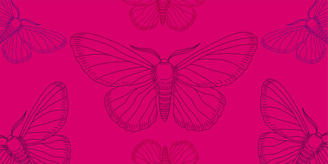 Elegant minimalist line drawings of moths wallpaper, Moths wallpaper design, moth vector,animal vector, moth background