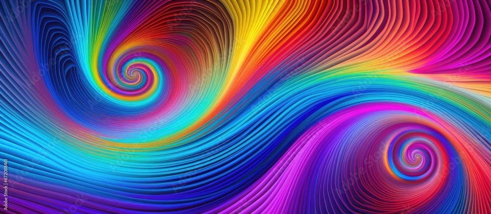 Poster design of abstract geometric lines in a textile print pattern resembling a tie dye background with a