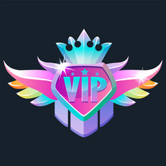 VIP badge with wings and crown