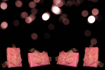 beautiful pink gift on a dark background