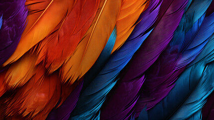 Macro Studio Shot of Colored Bird Feathers