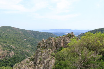 Fototapeta na wymiar Mountain landscape In the south of Corsica on the way to Porto-Vecchio, France