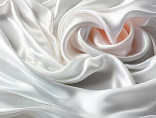 Obraz premium Natural white gray satin texture, white silver fabric silk panorama background, and a beautiful soft blur pattern.