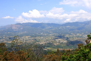 Fototapeta na wymiar Mountain view from the Monte d'Ignascu (Aragnascu) near Ajaccio, Cuttoli-Corticchiato, Corsica, France