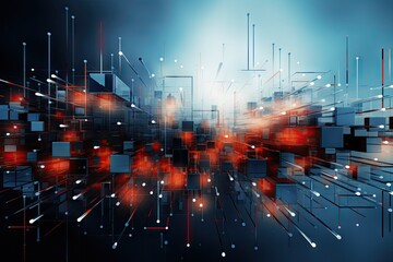 Obraz premium Modern Digital Geometric futuristic technology background. beyond imagination by Generative AI