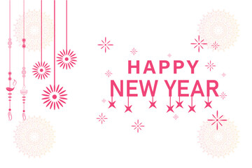 Fototapeta na wymiar Happy New Year 2024 text typography design and Christmas elegant decoration 2024, New Year, New Year banner and Instagram post