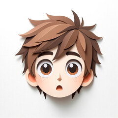 Illustration with a boy's face in an origami style, facial expression