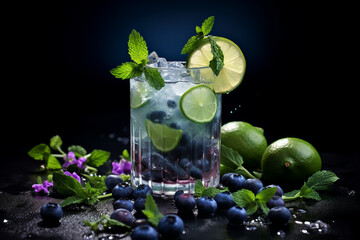 cocktail with lime and mint