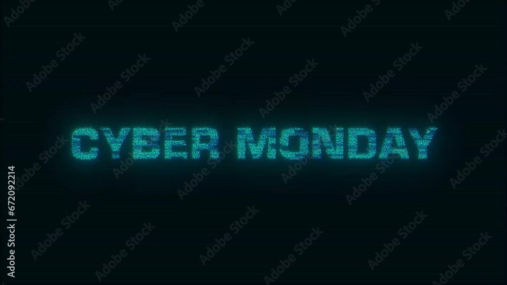 Poster cyber monday banner in cyberpunk style with glitch effect. cyber monday text with glitches and disto