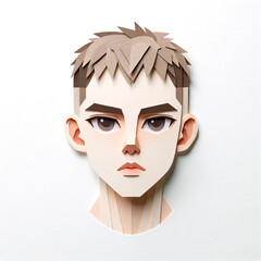 Illustration with a boy's face in an origami style, facial expression