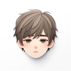 Illustration with a boy's face in an origami style, facial expression