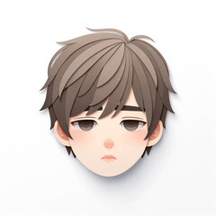 Illustration with a boy's face in an origami style, facial expression © Rainbow