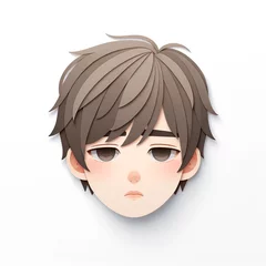 Illustration with a boy's face in an origami style, facial expression © Rainbow