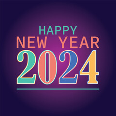 Happy New Year 2024 text typography design and Christmas elegant decoration 2024, New Year, New Year banner and Instagram post