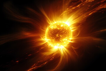 Solar magnetic storm. Ai generative