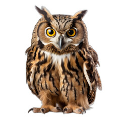 Wise old owl isolated on transparent or white background, png