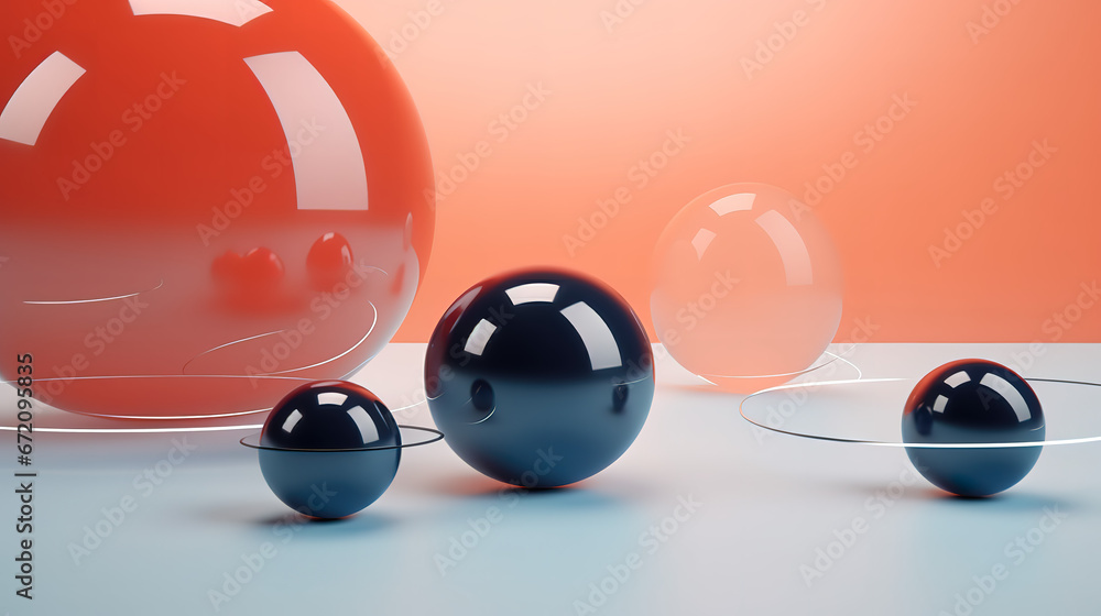 Aufkleber abstract floating spheres 3d rendering empty space background with bubbles