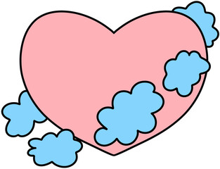 heart with clouds