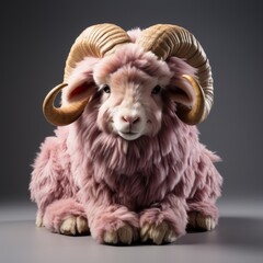 a pink stuffed animal with horns