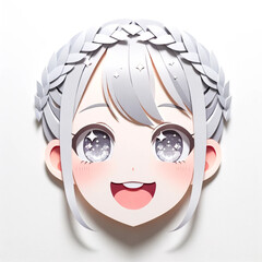 Illustration with a girl's face in an origami style, facial expression