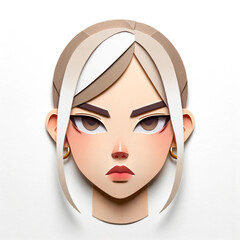 Illustration with a girl's face in an origami style, facial expression