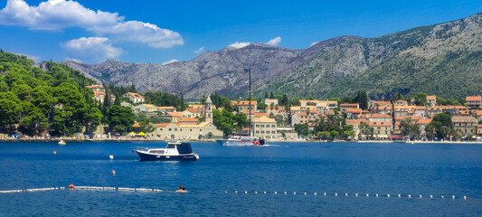 Cavtat, Croatia - August 11, 2023: Cavtat (Croatia) is a popular tourist destination with many...