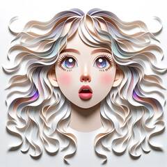 Fototapeta premium Illustration with a girl's face in an origami style, facial expression