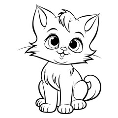 Obraz premium Cartoon Cat Kitten Baby Animals Simple, Coloring Pages Png