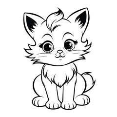 Cartoon Cat Kitten Baby Animals  Simple, Coloring Pages Png