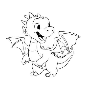 Coloring Page Outline Cute Dragon Illustration , Coloring Pages Png