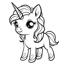 Fototapeta premium Cute Cartoon Seahorse Black White , Coloring Pages Png