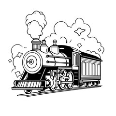 Cute Steam Train Locomotive, Coloring Pages Png