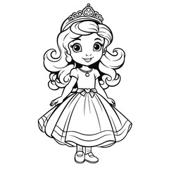 Fototapeta premium Little Princess Coloring Page Kids, Coloring Pages Png