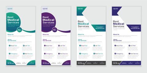 Bundle Medical Roll-Up Or Dl Flyer And Rack Card Design Creative Flyer Set, Corporate Branding, Brochure Template