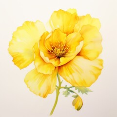 a yellow flower on a white background