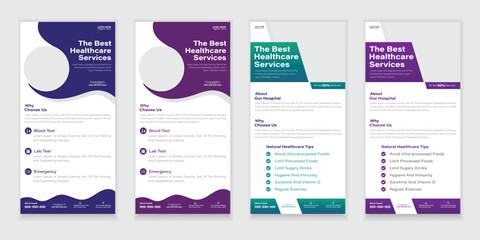 Bundle Medical Roll-Up Or Dl Flyer And Rack Card Design Creative Flyer Set, Corporate Branding, Brochure Template