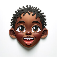 Illustration with a boy's face in an origami style, facial expression