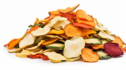 Pile of mixed healthy vegetable chips.