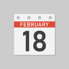 Icon page calendar day - 18 February