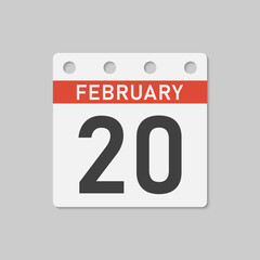 Icon page calendar day - 20 February
