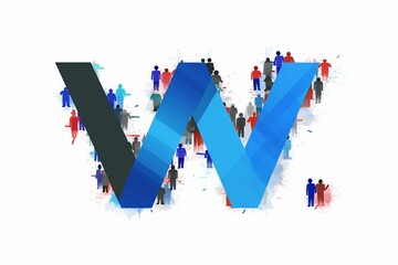 AI generated illustration of the letter 'W' in blue and red on a white background