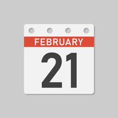 Icon page calendar day - 21 February