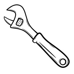 Line art of wrench isolated on white
