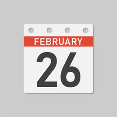 Icon page calendar day - 26 February