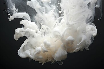 Whisp of white smoke on a black background, AI-generated.