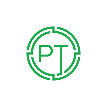 Creative Professional logo design initials letter PT concept circle maze technology vector template
