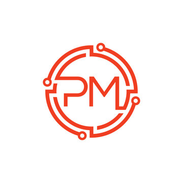 Creative Professional logo design initials letter PM concept circle maze technology vector template