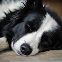 AI generated illustration of a dog resting peacefully on the floor, eyes closed in a relaxed posture