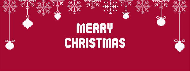 Fototapeta na wymiar Pixel art Merry Christmas banner