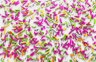 Sugar sprinkle dots a lot of sprinkles as a background 3d illustration